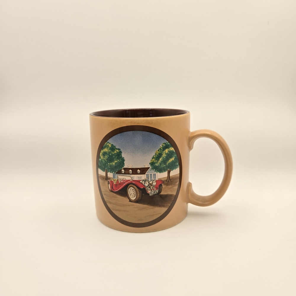 Russ Berrie & Co Tan Brown Vintage Car Design Decorative Ceramic Mug Vtg‎ #8354